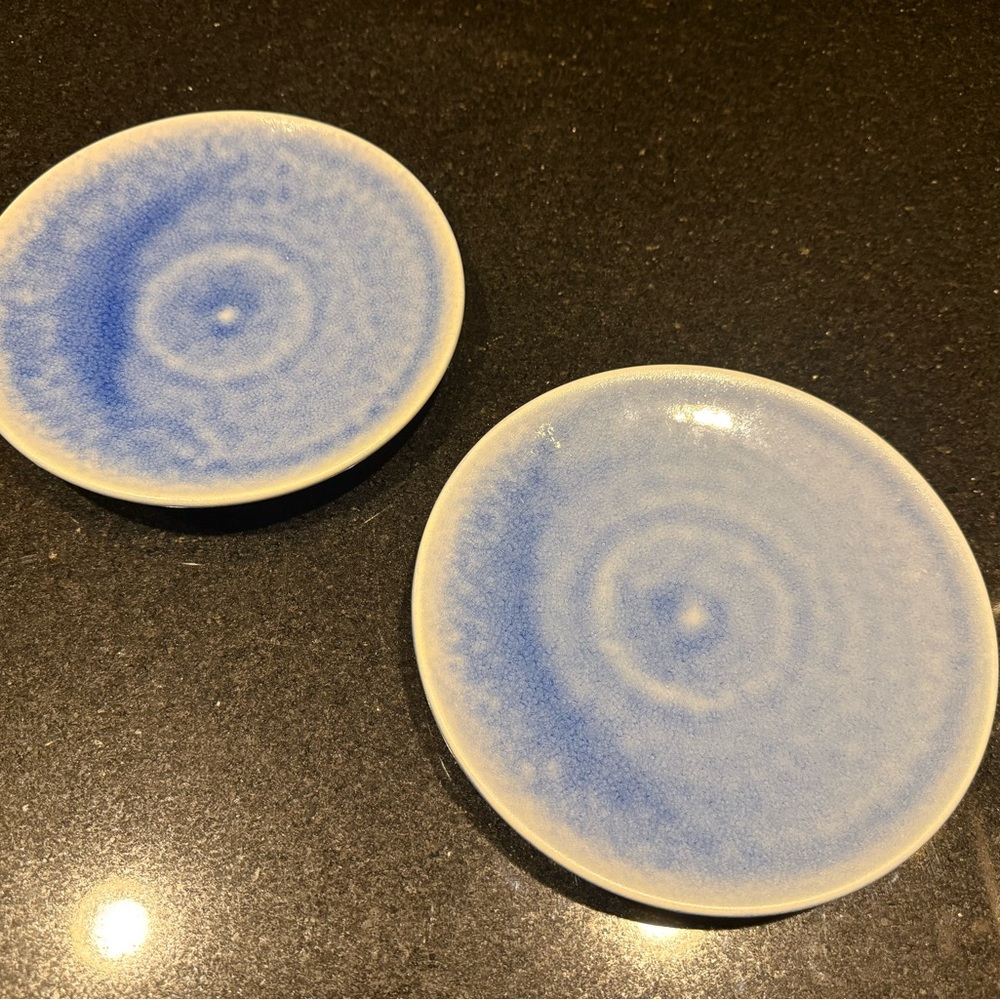 Jars-France Tourron Sapphire Set of Two Blue Ceramic Plates NWT